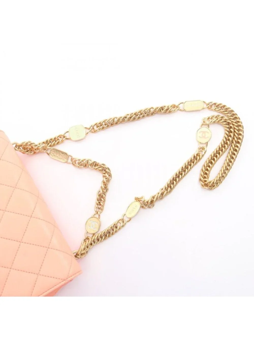Chanel Shoulder Bag Quilted 2-Way Salmon Pink Lambskin Chain